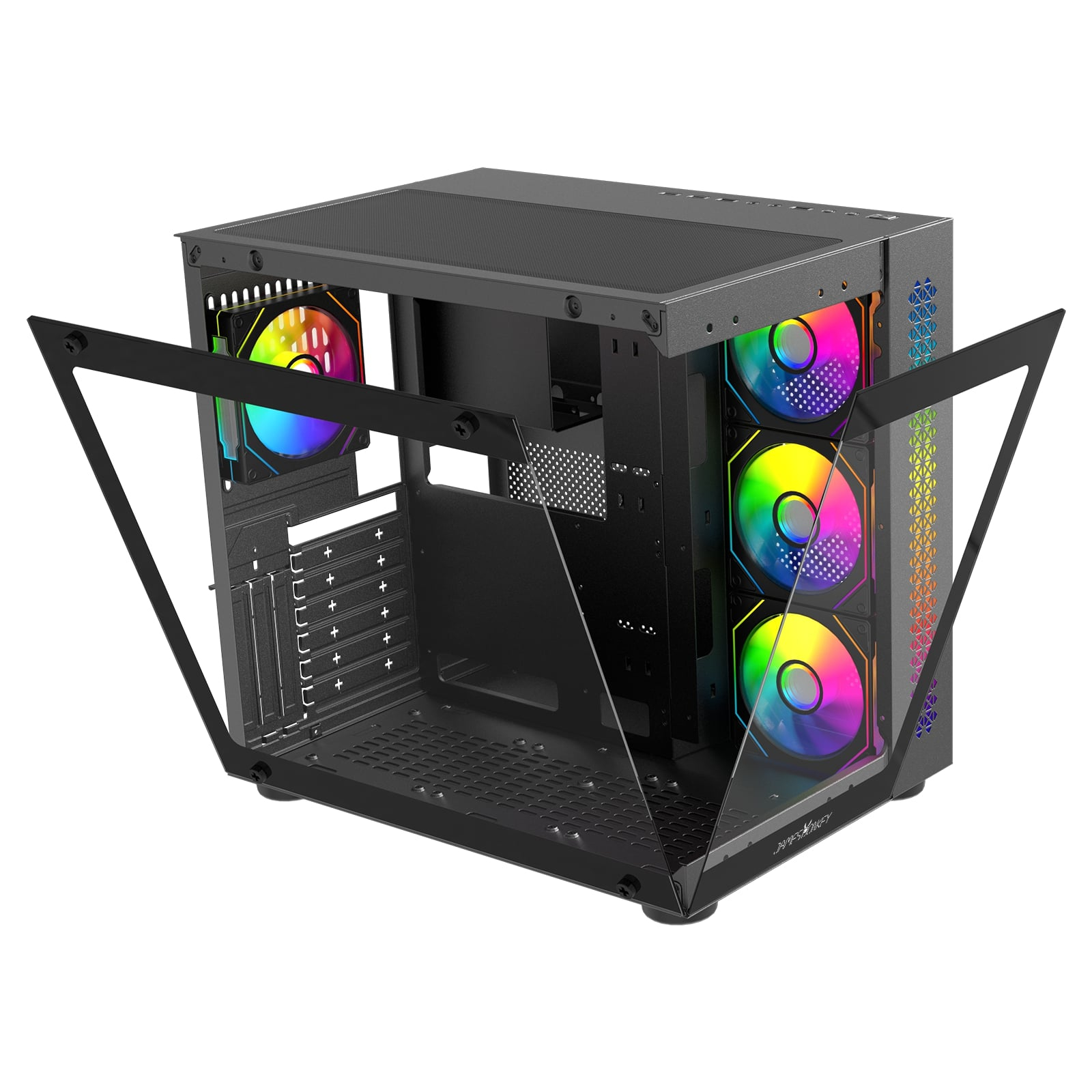 James Donkey Stark S800 4xARGB Temperli Cam 750W 80+ Bronze ATX Siyah Gaming (Oyuncu) Kasa