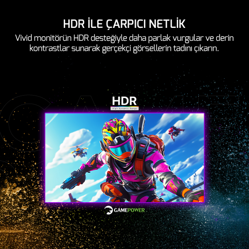 GamePower Vivid V60 27″ Curved RGB Beyaz 240Hz 0.5ms FHD 1500R Curved 2x2W Speaker VA Gaming Monitör (Sıfır Ölü Piksel Garantili)