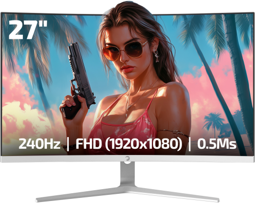 GamePower Vivid V60 27″ Curved RGB Beyaz 240Hz 0.5ms FHD 1500R Curved 2x2W Speaker VA Gaming Monitör (Sıfır Ölü Piksel Garantili)