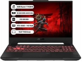 ASUS TUF Gaming FA507NVR-LP158 AMD Ryzen 7 7435HS 16GB 512GB SSD 8GB RTX 4060 140W FreeDOS 144Hz 15.6 Gaming (Oyuncu) Notebook