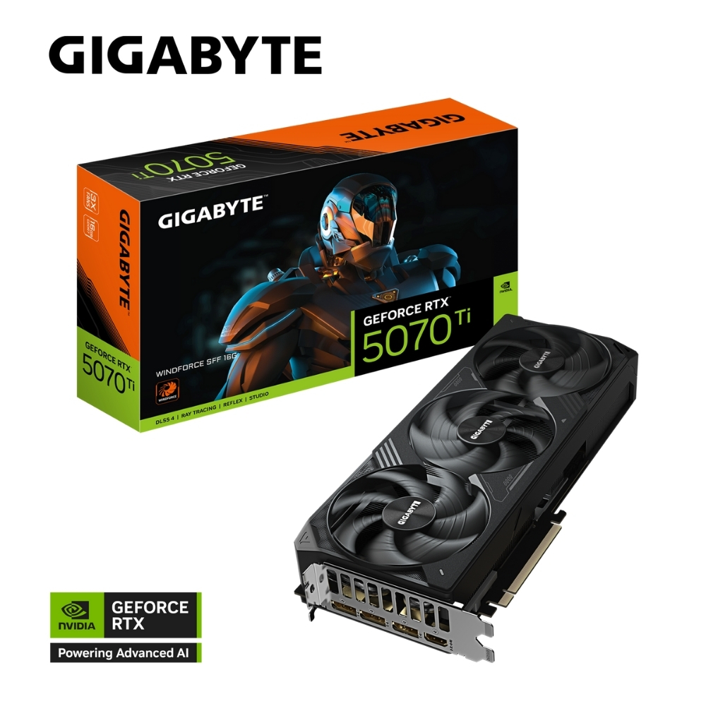 Gigabyte GeForce RTX 5070Ti WINDFORCE SFF GV-N507TWF3-16GD GDDR7 16G 256Bit Gaming (Oyuncu) Ekran Kartı