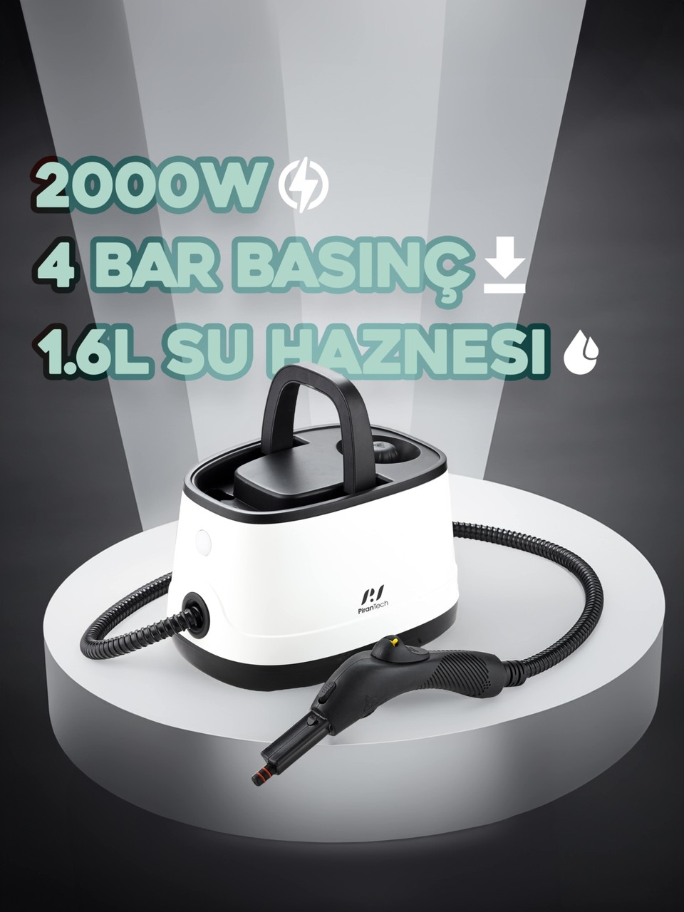 Pirantech CB-107C 2000 W Beyaz Buharlı Temizleyici