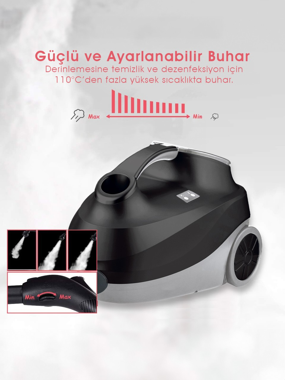 Pirantech CB-107C 2000 W Siyah Buharlı Temizleyici