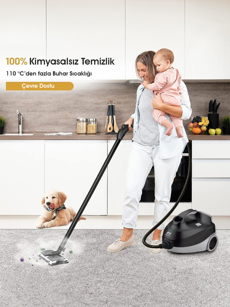 Pirantech CB-107C 2000 W Siyah Buharlı Temizleyici
