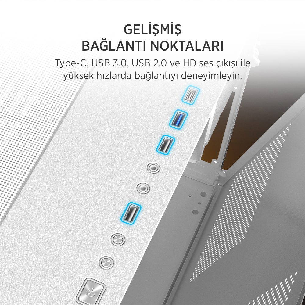 James Donkey Stark S800 4xARGB Temperli Cam ATX Beyaz Gaming (Oyuncu) Kasa