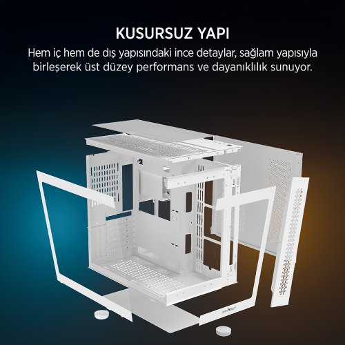 James Donkey Stark S800 4xARGB Temperli Cam ATX Beyaz Gaming (Oyuncu) Kasa