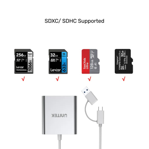 Unitek USB-C to Hafıza Kartı Okuyucu SD/CF/MICROSD (Y-9313D)