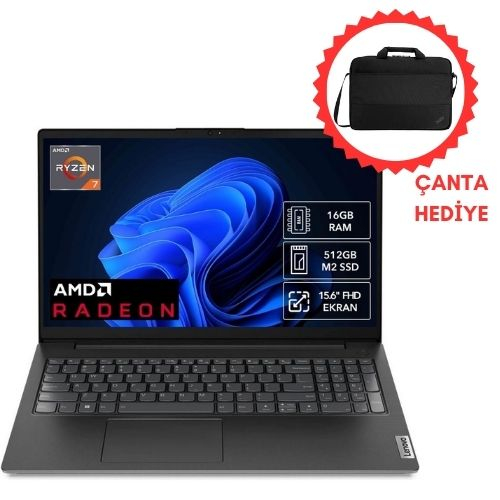 Lenovo V15 G4 82YY0013TR Ryzen 7 7730U 16GB 512GB SSD 15.6″ Full HD FreeDOS Notebook + Siyah Notebook Çantası Hediye