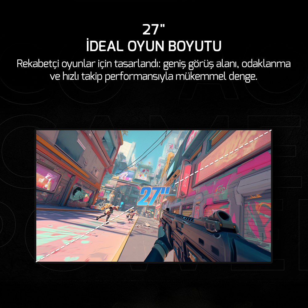 GamePower Kaze T20 27″ 200Hz 0.5ms FHD Fast IPS 2x2W Speaker Gaming Monitör (Sıfır Ölü Piksel Garantili)
