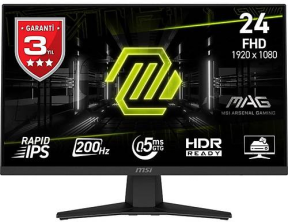 MSI MAG 244F 23.8″ 1920x1080 (FHD) RAPID IPS FLAT 200Hz 0.5Ms FreeSync Premium Gaming Monitör