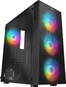 Everest Faced V5 Mesh 600W Siyah Temperli Cam 4x120mm Rainbow Fan ATX Mid-Tower Gaming (Oyuncu) Kasası