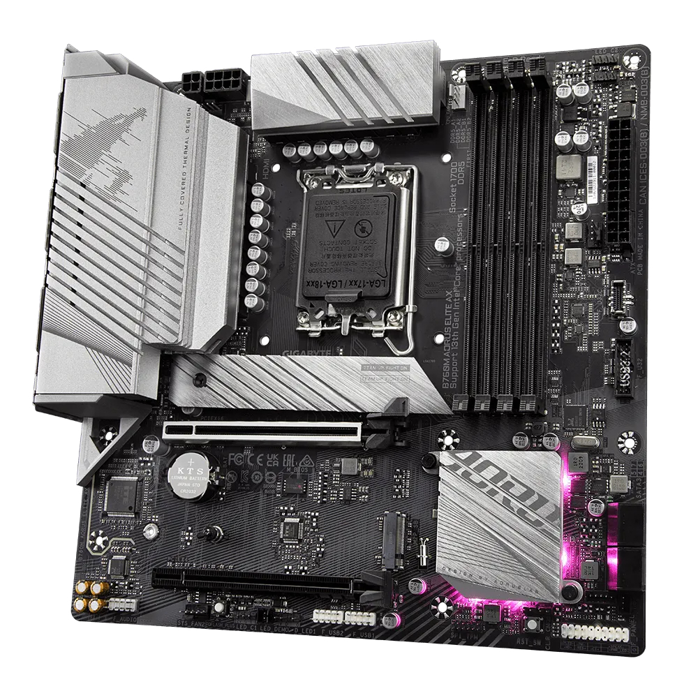 Gigabyte B760M AORUS ELITE AX Intel B760 Soket 1700 DDR5 7600MHz mATX Gaming (Oyuncu) Anakart