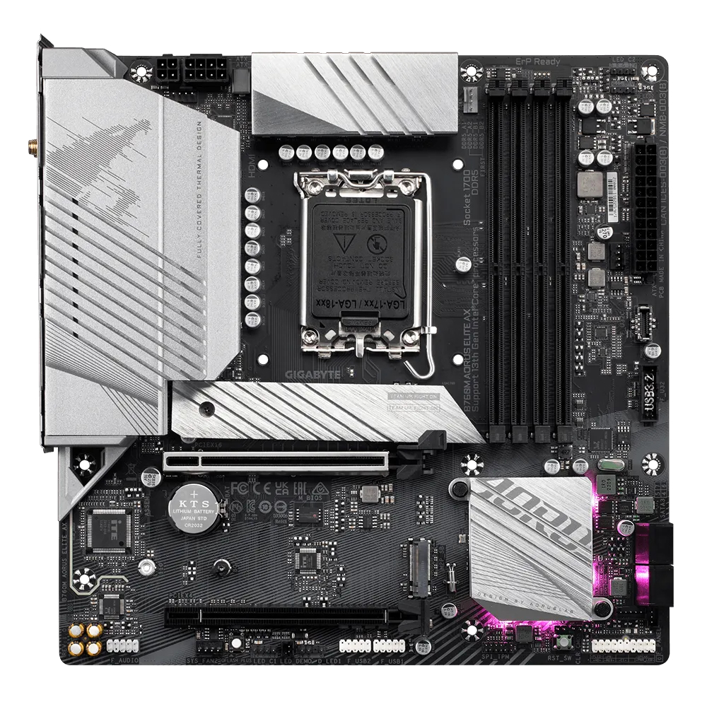 Gigabyte B760M AORUS ELITE AX Intel B760 Soket 1700 DDR5 7600MHz mATX Gaming (Oyuncu) Anakart