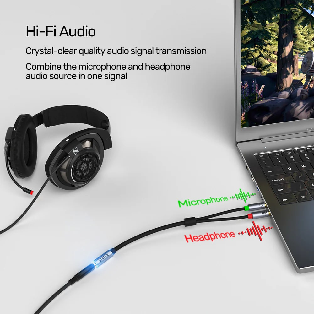 Unitek 3.5mm to Mic/Headset Ayırıcı Y Kablo (Y-C957ABK)
