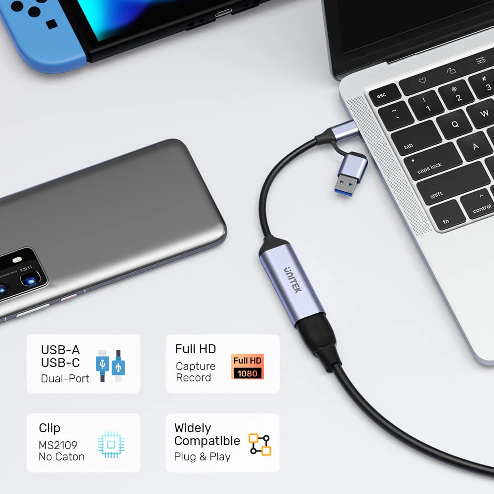 Unitek 4K Video Capture Kart HDMI To USB-C/A (V1167A)