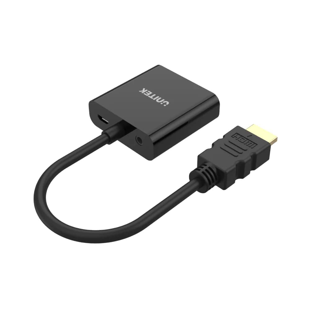 Unitek HDMI to VGA/3.5MM (Ses Destekli) Siyah Dönüştürücü Kablo (Y-6333)