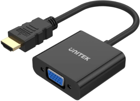 Unitek HDMI to VGA/3.5MM (Ses Destekli) Siyah Dönüştürücü Kablo (Y-6333)