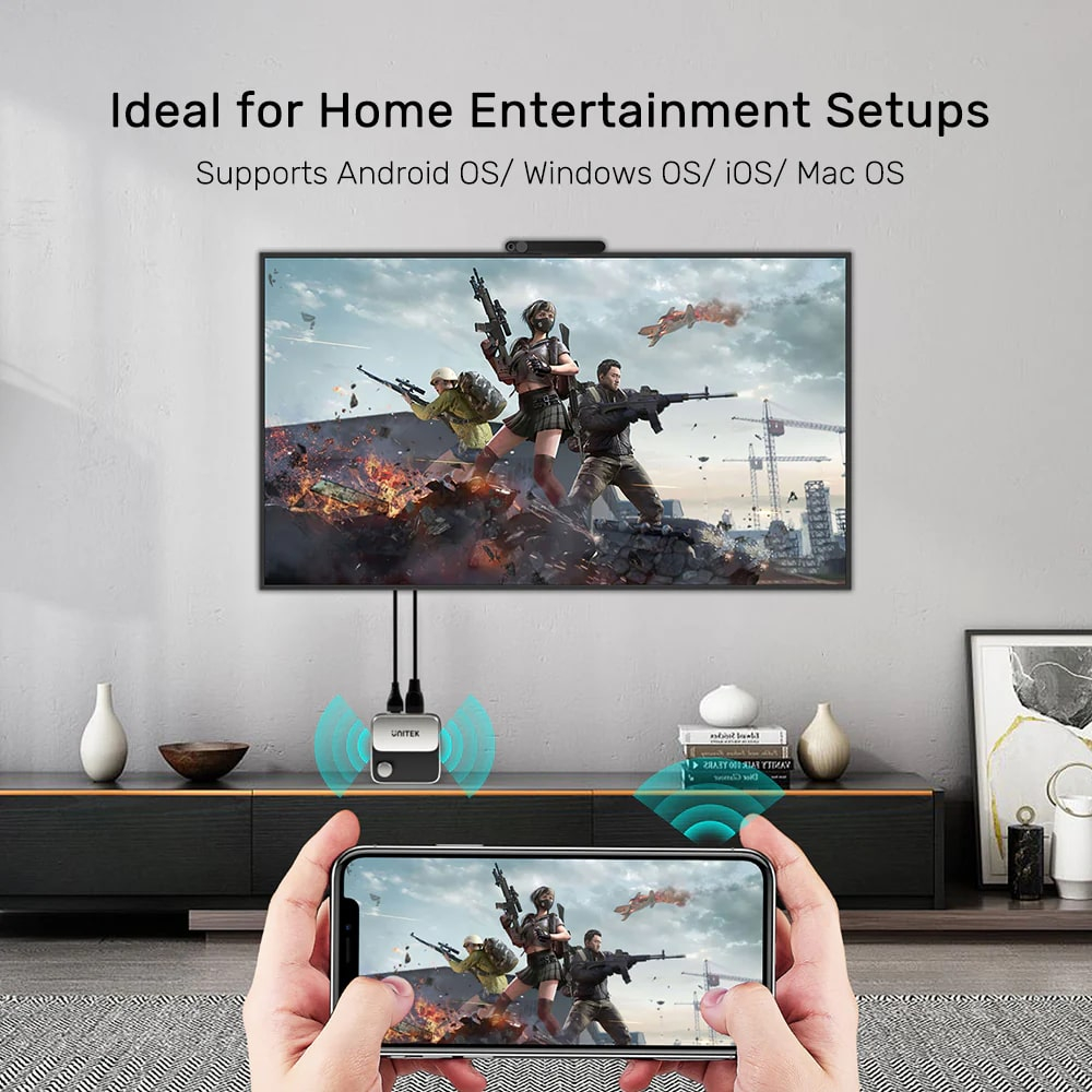 UNITEK WIRELESS 4K&60Hz KABLOSUZ GÖRÜNTÜ AKTARICI iOS, MacOS, ANDROID, WINDOWS DESTEKLİ (V1162B01)