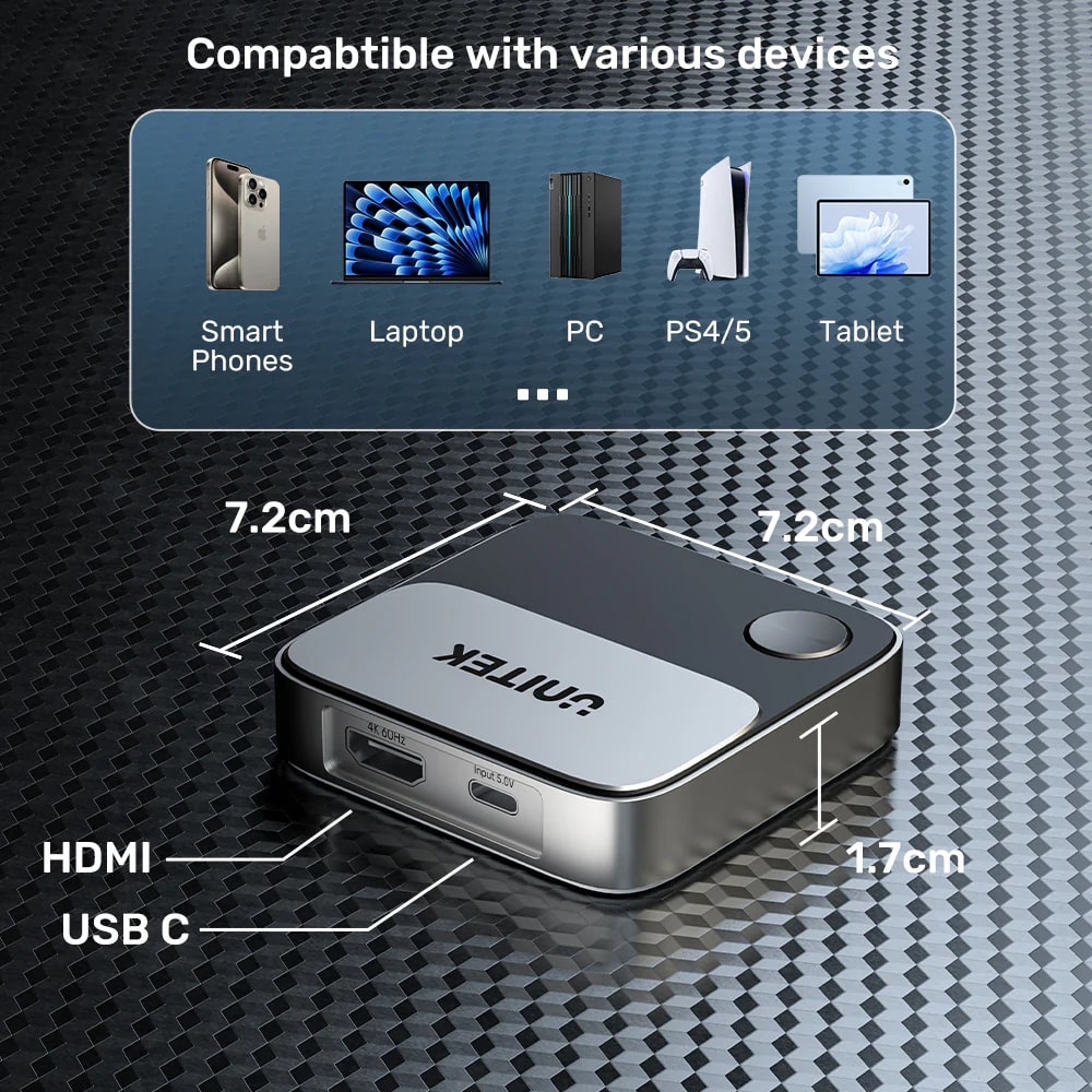 UNITEK WIRELESS 4K&60Hz KABLOSUZ GÖRÜNTÜ AKTARICI iOS, MacOS, ANDROID, WINDOWS DESTEKLİ (V1162B01)