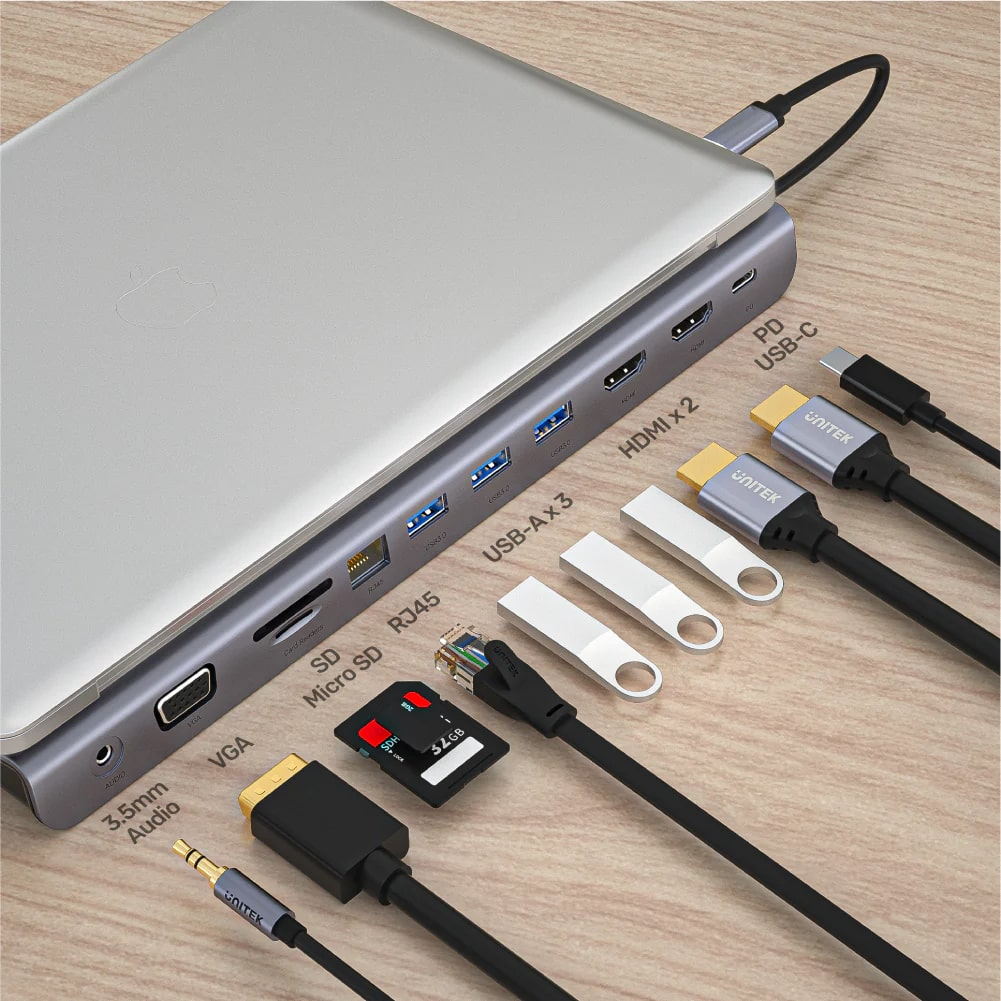 Unitek USB-C 11 in 1 Evrensel Hub (MST Destekli) (D1022B)