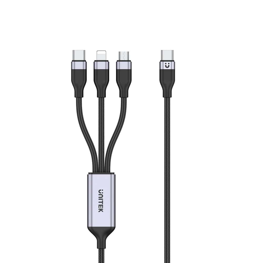 Unitek Type-C to Lightning/ USB-C/ Micro USB 1.5M Çoklu Şarj Kablosu 20W (C14101AGY01-1.5M)