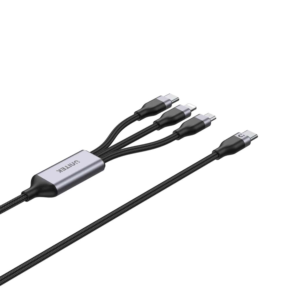 Unitek Type-C to Lightning/ USB-C/ Micro USB 1.5M Çoklu Şarj Kablosu 20W (C14101AGY01-1.5M)