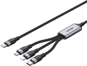 Unitek Type-C to 3in1 Lightning/ USB-C/ Micro USB 1.5M Çoklu Şarj Kablosu 20W E-Marker (C14101AGY01-1.5M)