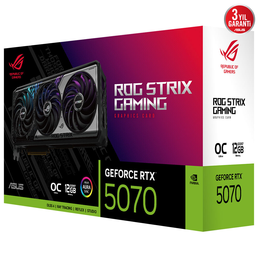 ASUS ROG STRIX GeForce RTX 5070 12GB OC Edition ROG-STRIX-RTX5070-O12G-GAMING GDDR7 192Bit Gaming (Oyuncu) Ekran Kartı