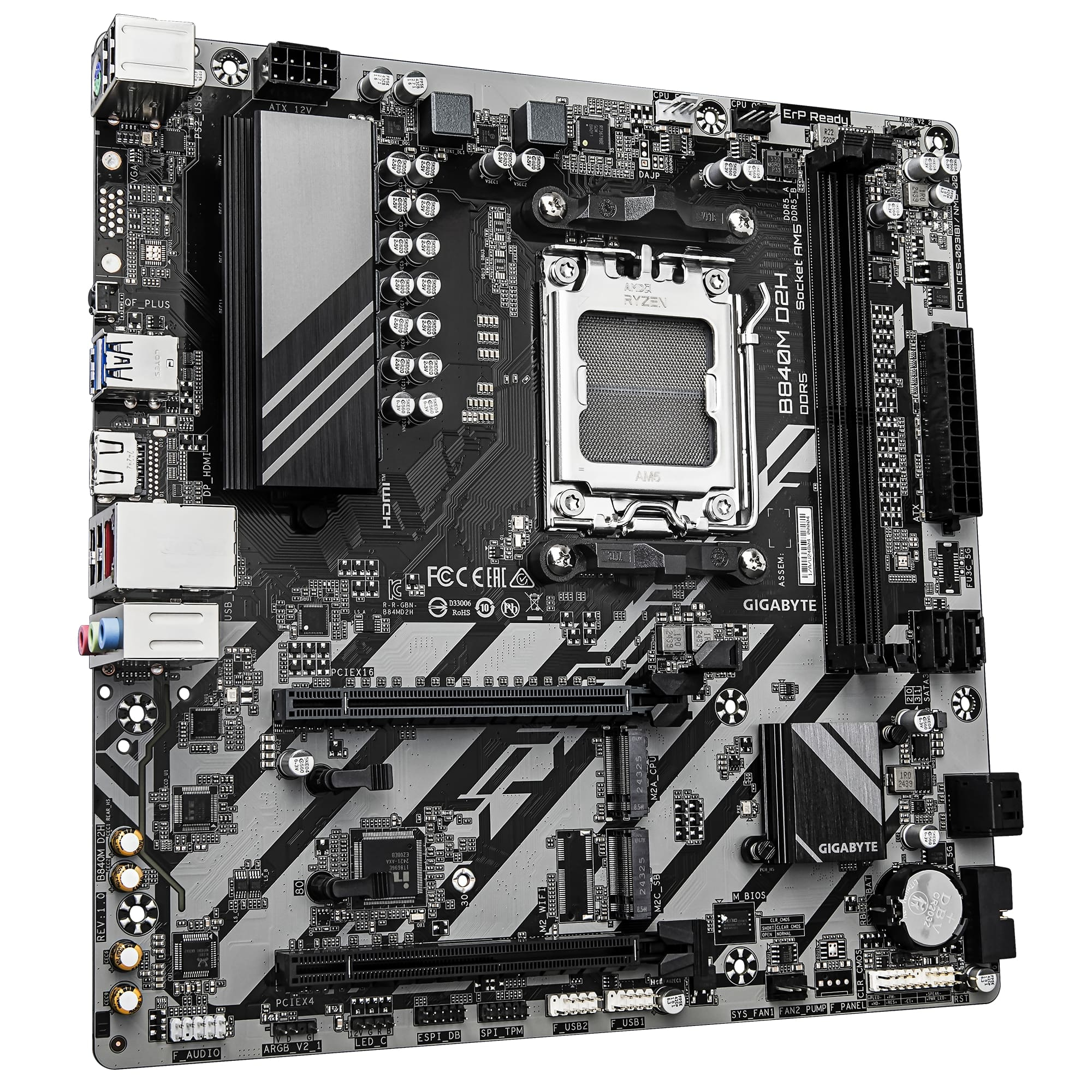 Gigabyte B840M D2H Soket AM5 DDR5 7600MHz (OC) mATX Gaming (Oyuncu) Anakart