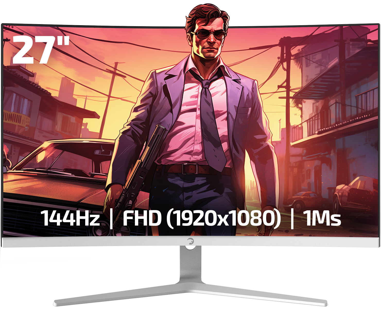 GamePower Vivid F20 27″ 1500R Curved RGB Beyaz 144Hz 1ms FHD Va Panel 2x2W Speaker Gaming Monitör (Sıfır Ölü Piksel Garantili)
