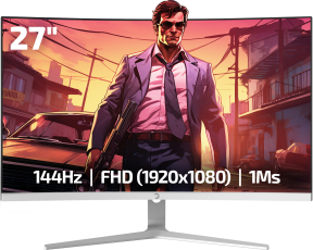GamePower Vivid F20 27″ 1500R Curved RGB Beyaz 144Hz 1ms FHD Va Panel 2x2W Speaker Gaming Monitör (Sıfır Ölü Piksel Garantili)