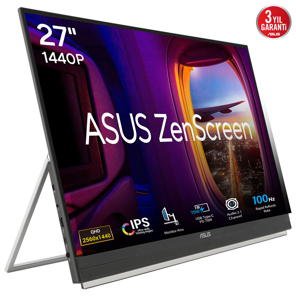 ASUS ZenScreen MB27ACF 27″ 5ms 100Hz 2K QHD IPS Taşınabilir Monitör