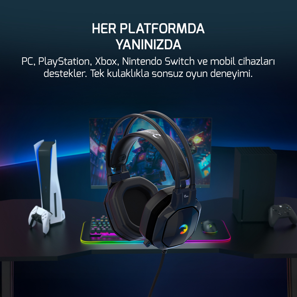 GamePower Ryo Siyah 7.1 Surround Rainbow Gaming (Oyuncu) Kulaklık
