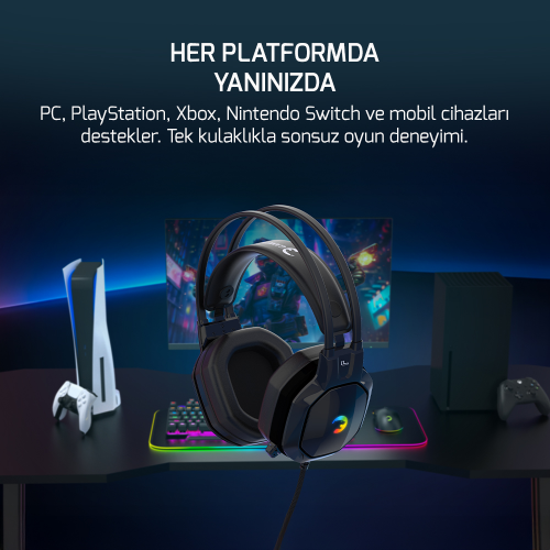 GamePower Ryo Siyah 7.1 Surround Rainbow Gaming (Oyuncu) Kulaklık
