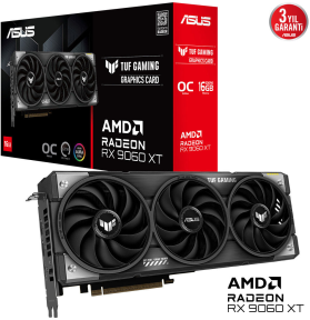 ASUS TUF Gaming AMD Radeon RX 9060XT 16GB TUF-RX9060XT-O16G-GAMING GDDR6 128Bit DX12 Gaming (Oyuncu) Ekran Kartı