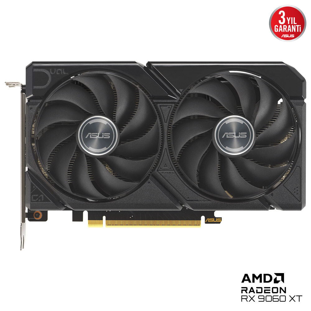 ASUS DUAL AMD Radeon RX 9060XT 8GB DUAL-RX9060XT-8G-GAMING GDDR6 128Bit DX12 Gaming (Oyuncu) Ekran Kartı