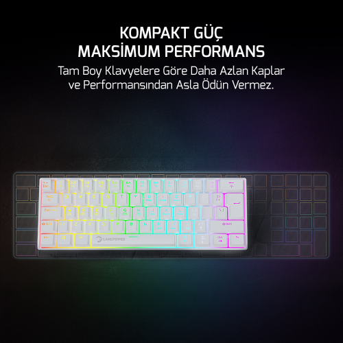 GamePower Lyra RGB 60M 61Tuş Beyaz Mekanik Kablolu Red Switch Klavye - 3 Yıl Garantili