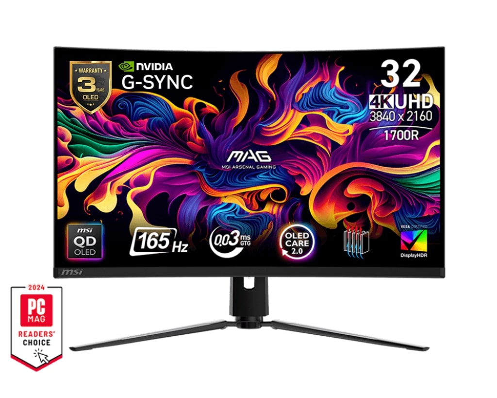 MSI MAG 321CUP QD-OLED 31.5″ 0.03ms 165Hz UHD G-Sync 1700R Curved Gaming (Oyuncu) Monitör