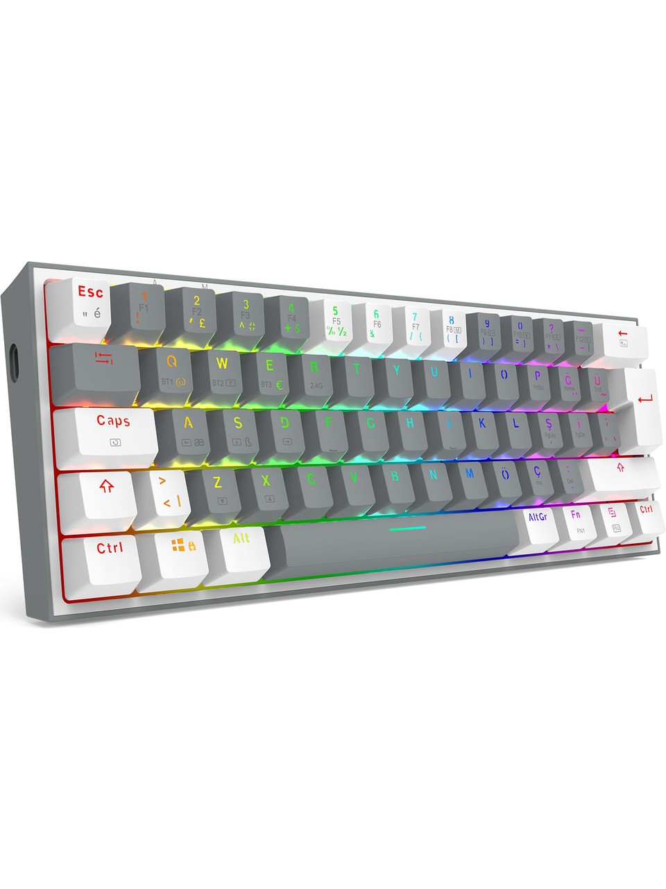 Redragon K616 Fizz Pro RGB Red Switch Kablosuz Gri / Beyaz Compact Gaming (Oyuncu) Klavye