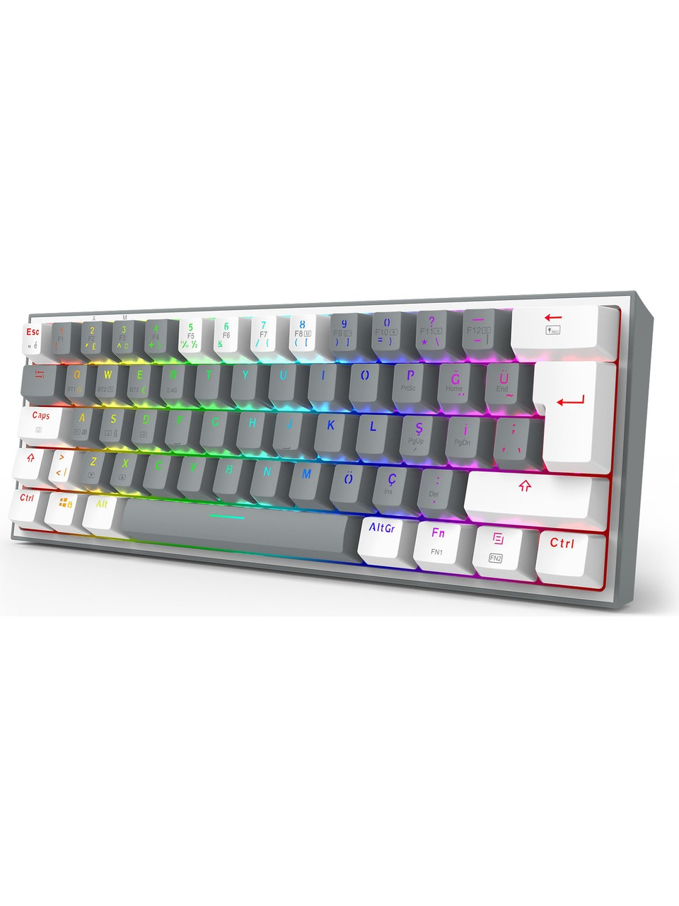 Redragon K616 Fizz Pro RGB Red Switch Kablosuz Gri / Beyaz Compact Gaming (Oyuncu) Klavye