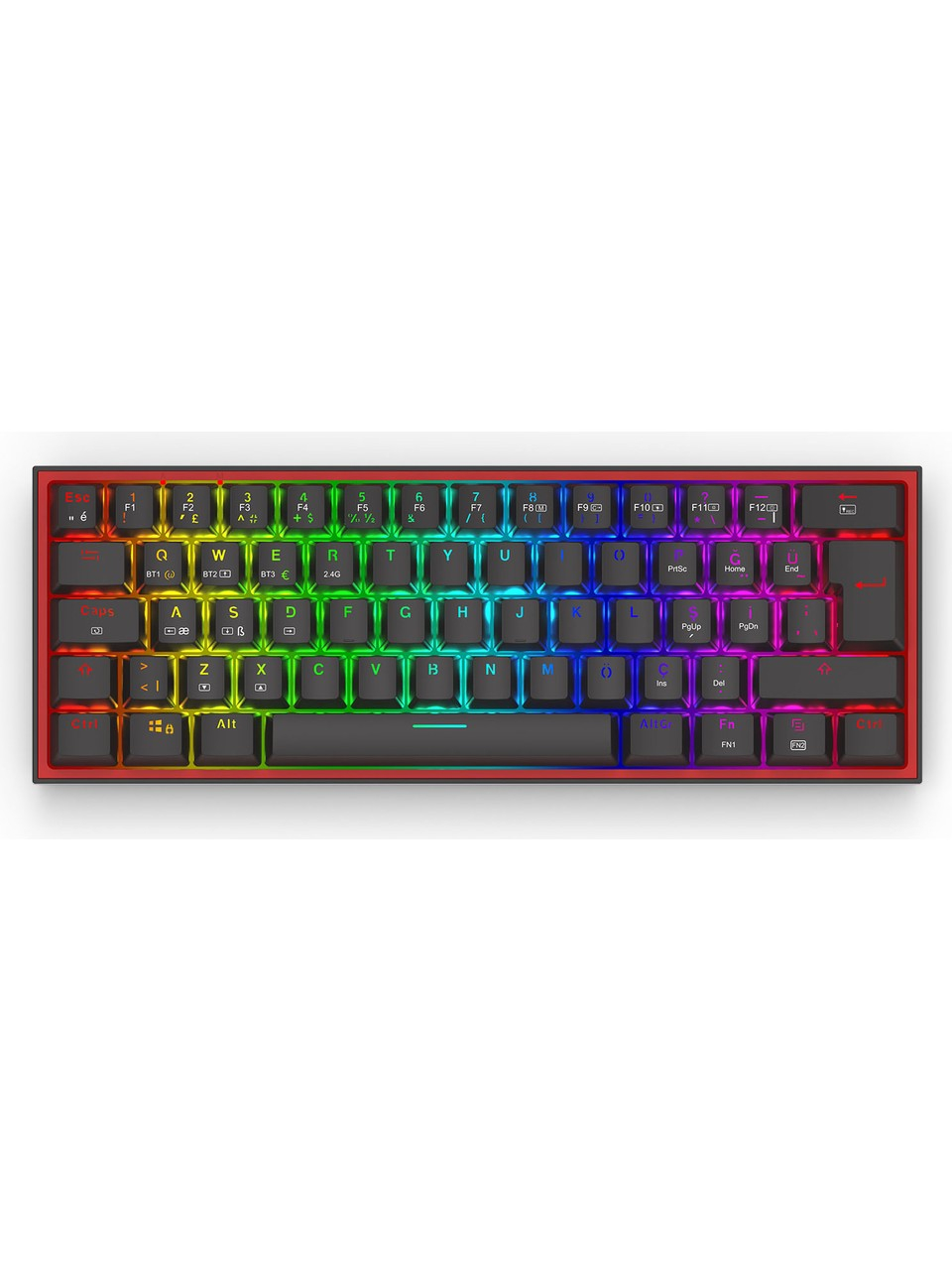 Redragon K616 Fizz Pro RGB Red Switch Kablosuz Siyah Compact Gaming (Oyuncu) Klavye
