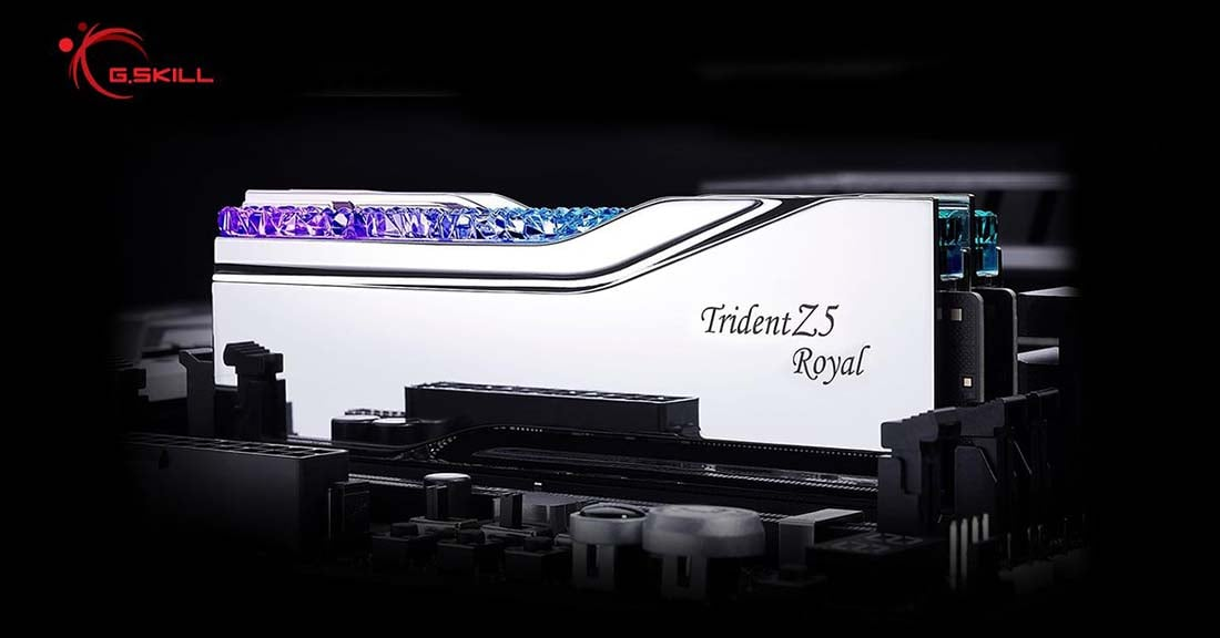 GSKILL Trident Z Royal Silver RGB 32GB (2x16GB) 7600MHz CL36 DDR5 Gaming Ram