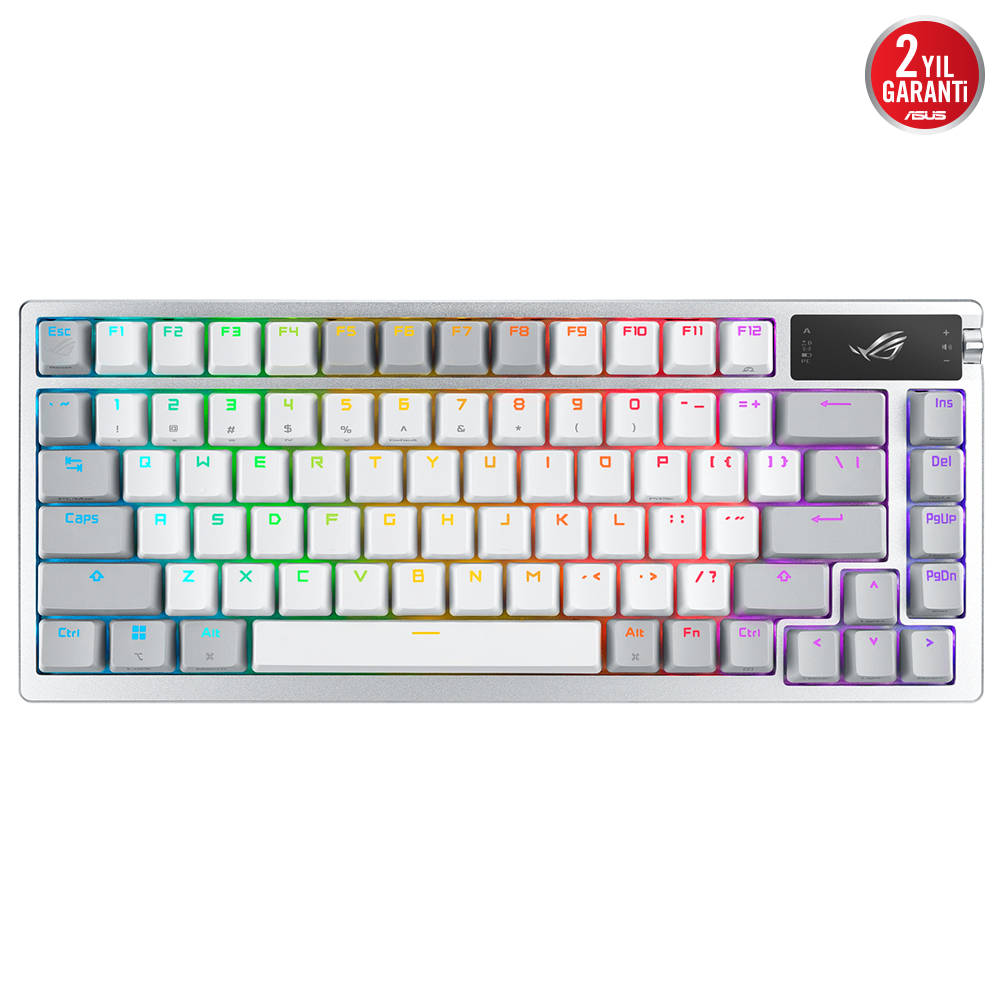 ASUS ROG Azoth NX Snow Switch PBT UK Kablosuz RGB Beyaz Mekanik (Gaming) Oyuncu Klavyesi