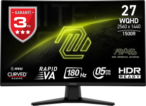 MSI MAG 274CQF 27″ 180Hz 0.5 ms Adaptive Sync Curved WQHD Curved Rapid VA Gaming (Oyuncu) Monitör