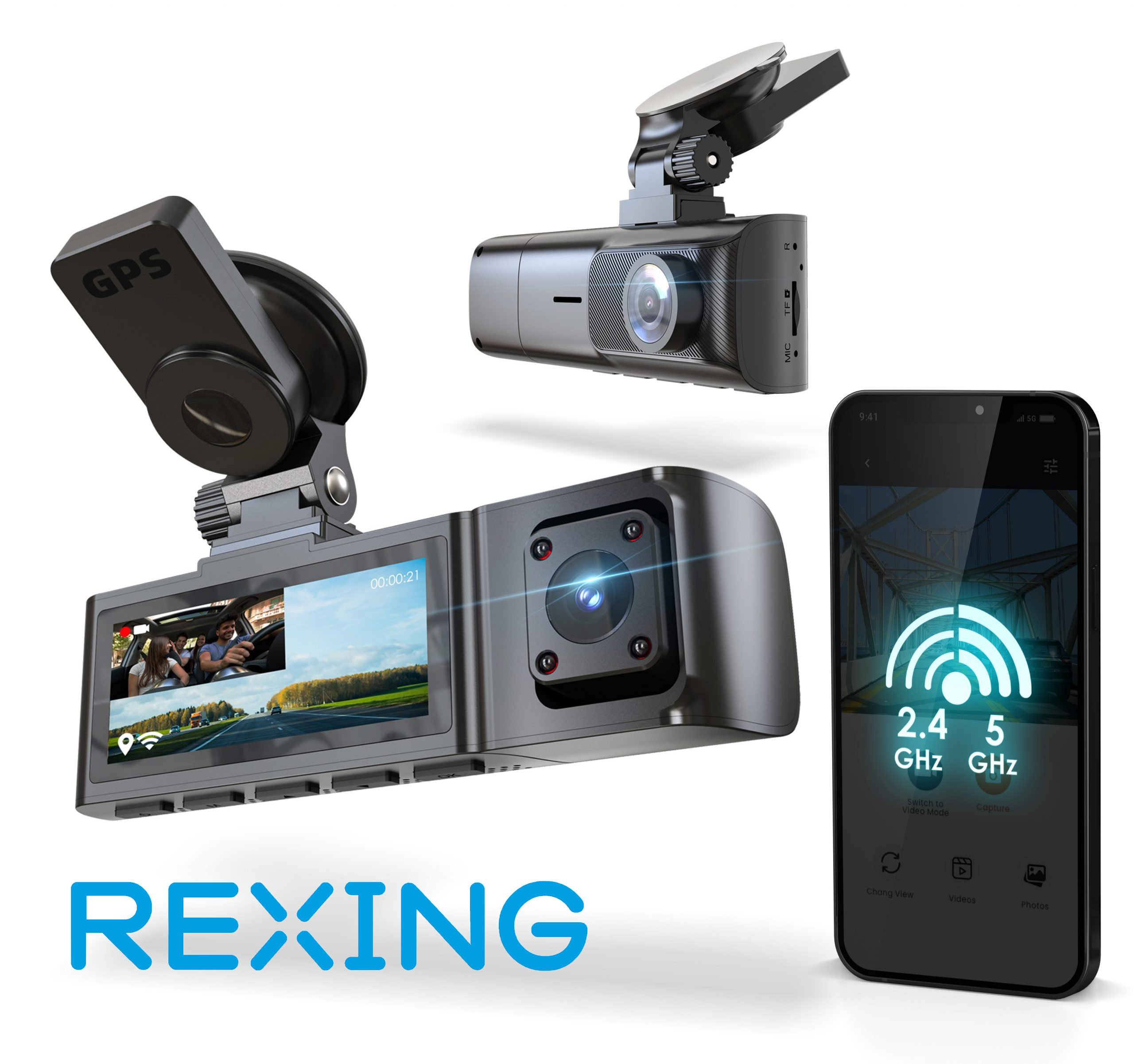 Rexing R316 4K GPS Wi-Fi Araç Kamerası + 64GB SD Kart ve ACC Bağlantı Kiti