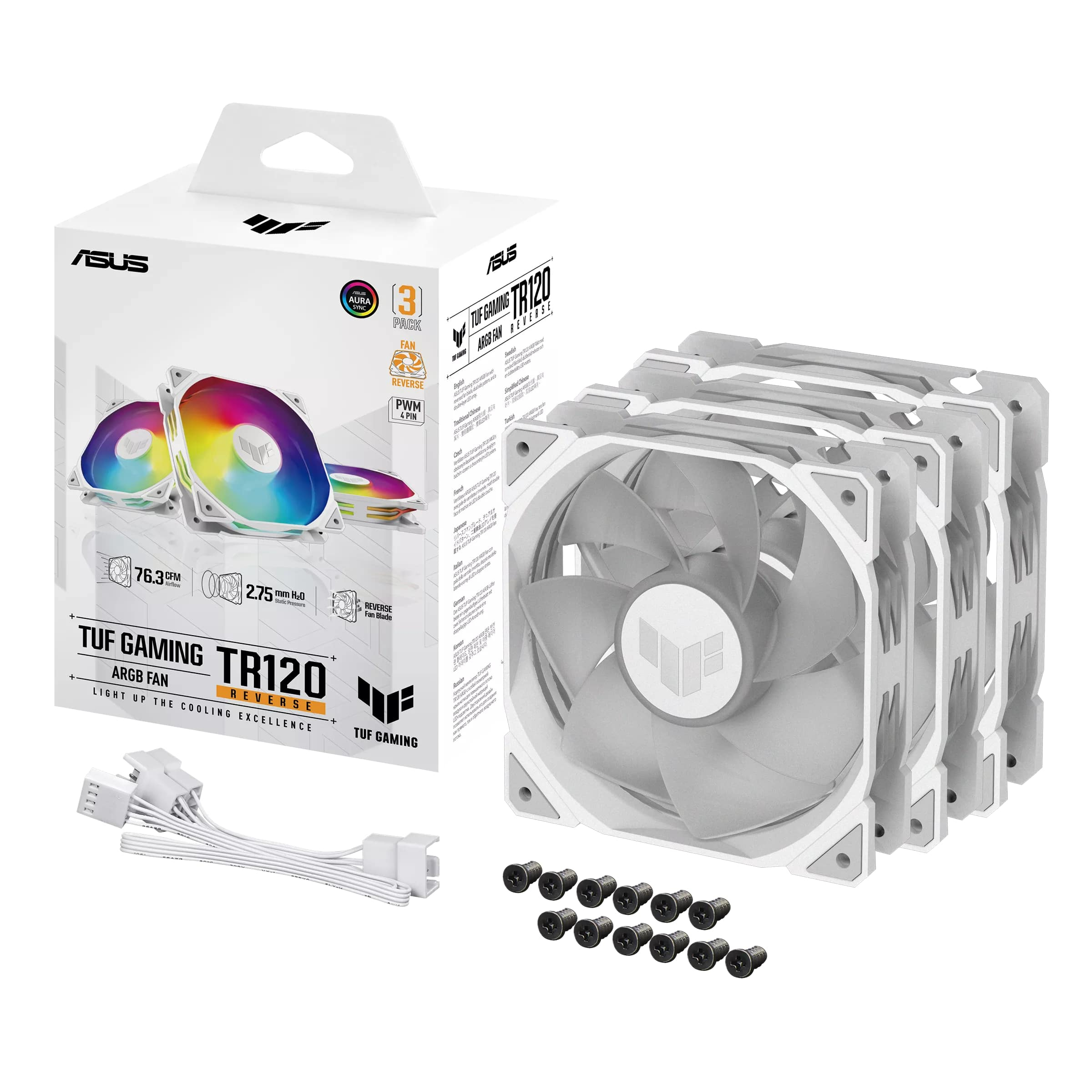 ASUS TUF TR120 120MM Reverse 3in1 Beyaz Kasa Fanı