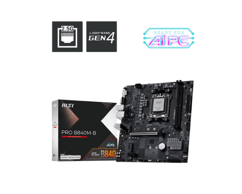 MSI PRO B840M-B DDR5 AMD B840 AM5 Soket DDR5 7200+(OC)MHz mATX Oyuncu (Gaming) Anakart