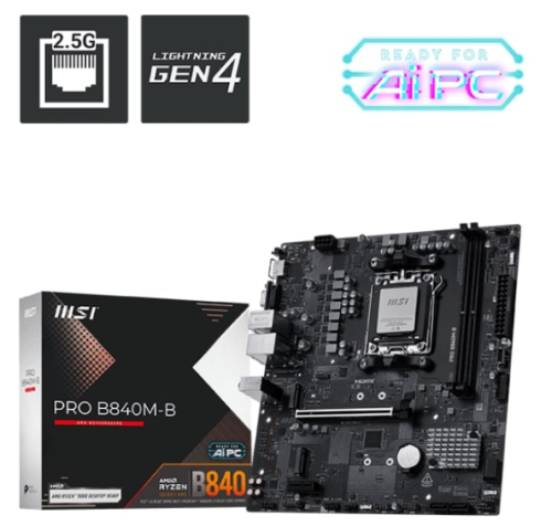 MSI PRO B840M-B DDR5 AMD B840 AM5 Soket DDR5 7200+(OC)MHz mATX Oyuncu (Gaming) Anakart