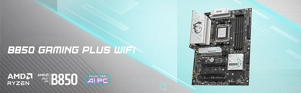 MSI B850 GAMING PLUS WIFI AM5 DDR5 8200(OC)Mhz ATX Gaming (Oyuncu) Anakart