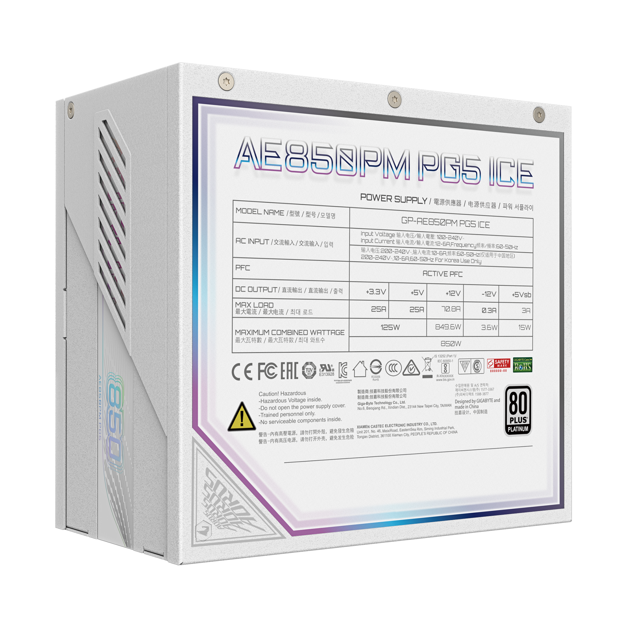 Gigabyte GP-AE850PM PG5 ICE 850 W 80+ Gold Full Modüler 120mm Fan Power Supply